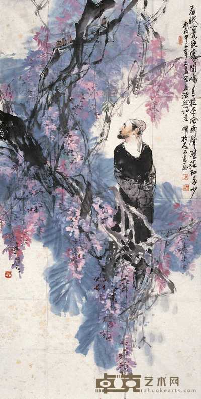 王明明 1984年作 唐人孟浩然诗意 镜心 136×68cm